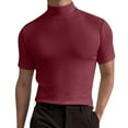 thumbnail image 1 of T-Shirts pour Hommes Printemps Été Blouse Unie Col Roulé Manches Courtes Rouge Vêtements d'Automne pour Hommes Taille TG, 1 of 4