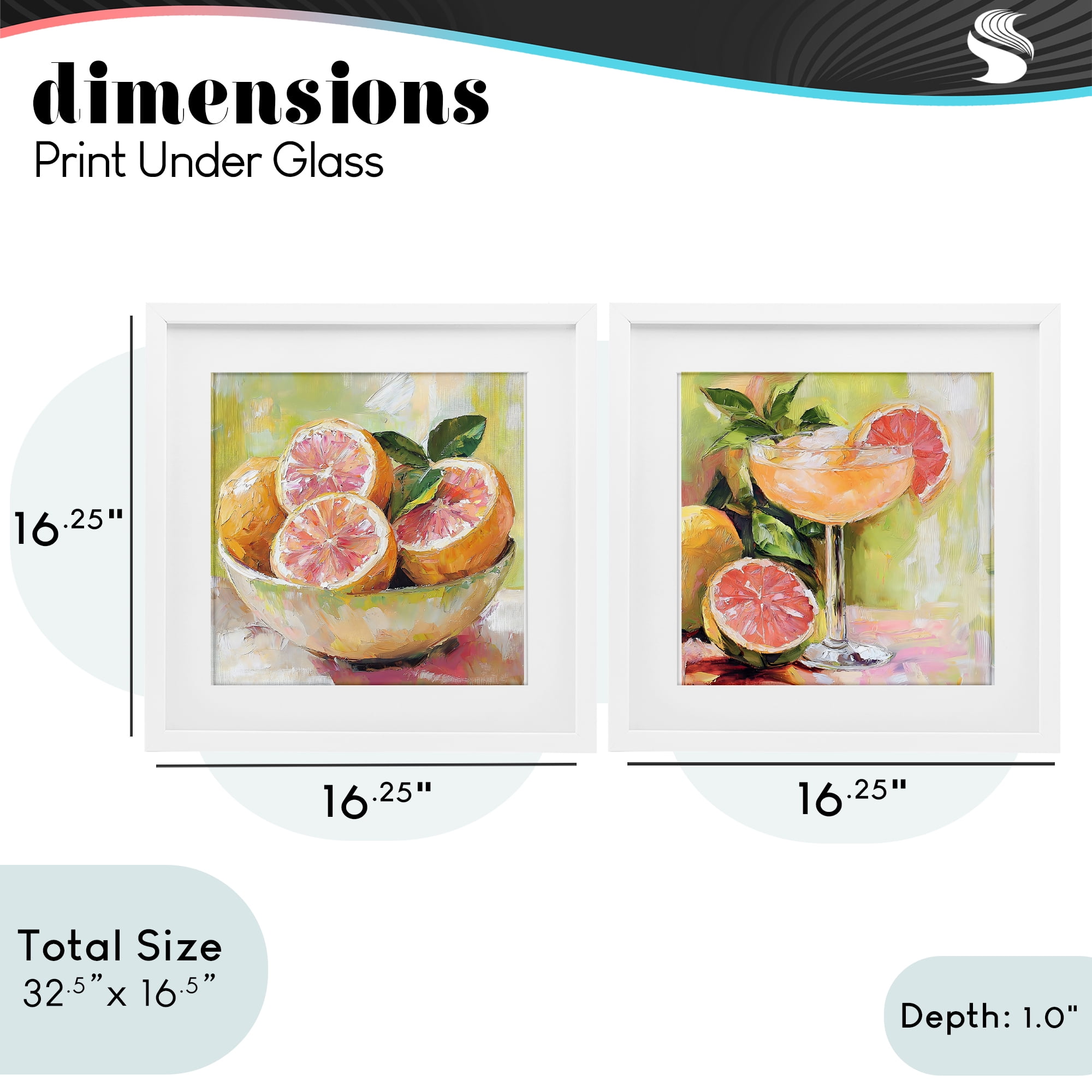 Stupell Industries Grapefruit Bowl & Cocktail 2 Piece White Framed Print Under Glass Set, design by Riley B