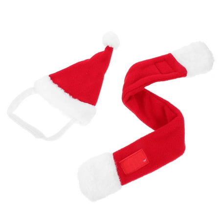 ELAYARD 1Set Pet Xmas Scarf and Hat Red Decorative Dog Holiday Party Accessory