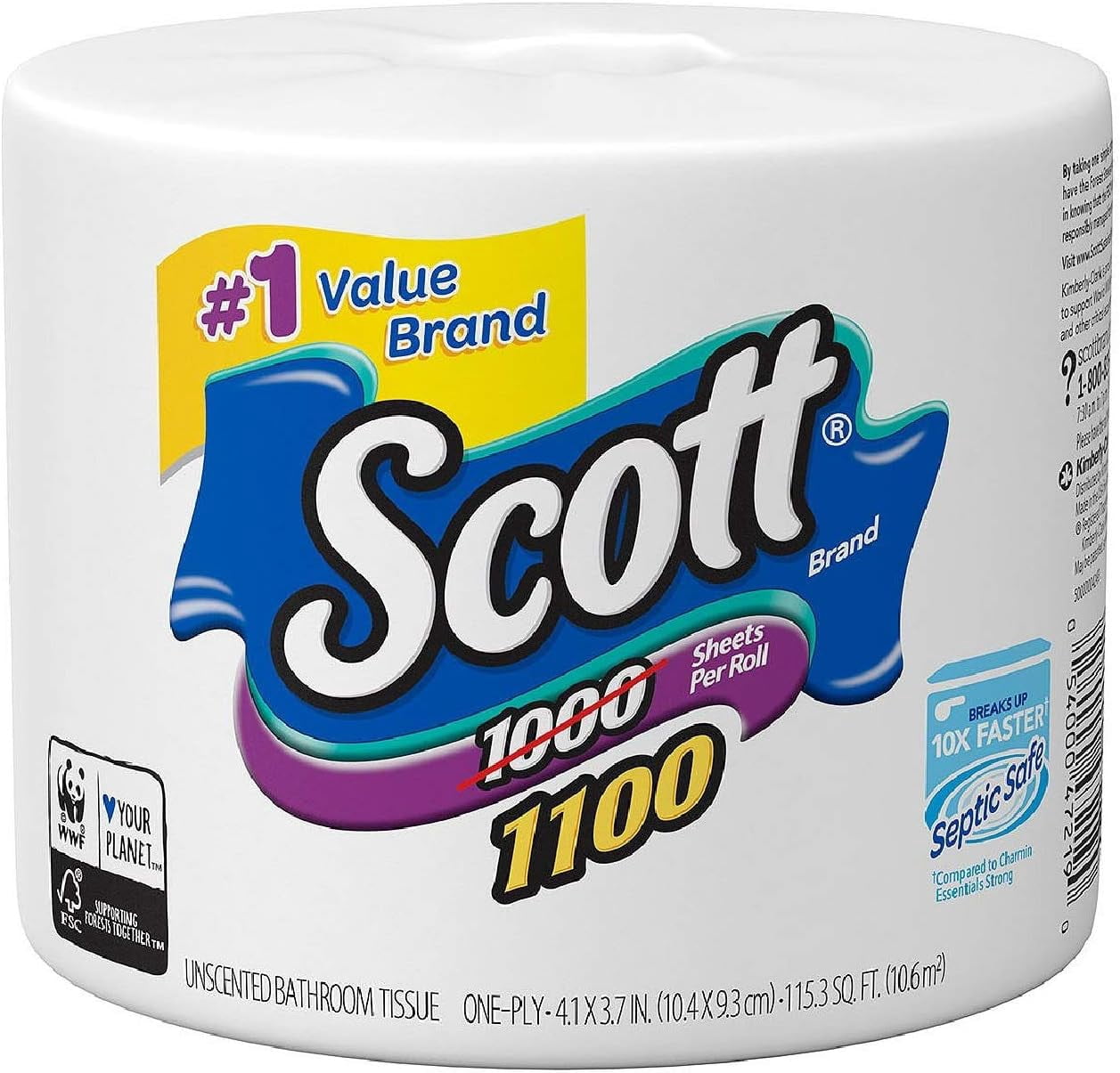 Scott Bath Tissue, 36 Bonus Pack 1,100 Sheets per Roll