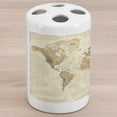 thumbnail image 1 of Map Ceramic Toothbrush Holder, Vintage Style Old World Mapping Along Continents Country National Ocean Cities Atlas, Decorative Versatile Countertop for Bathroom, 4.5" X 2.7", Tan and Beige, 1 of 4