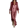 thumbnail image 5 of AUNVITO Women's Long Sleeve Sequin Party Dress with High Slit Elegant Glamorous Maxi Dress for Evening Events, 5 of 9