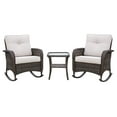 thumbnail image 4 of INTER HUT 3 Pieces Patio Furniture Set, Outdoor Wicker Patio Bistro Set with Rattan Rocking Chair, Side Table and Cushions, 4 of 9