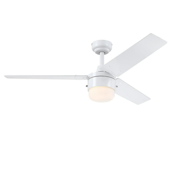 Westinghouse Lighting Talia 48-Inch 3-Blade Matte White Indoor Ceiling Fan, LED Light Fixture with Opal Frosted Glass