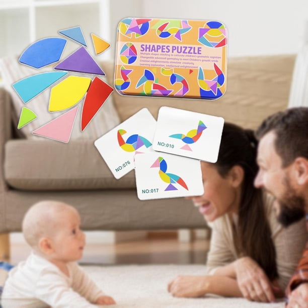 Bloques de Conjunto Geométrico Mandipulativo Forma Puzzle Classic Educational Montessori Tangram Juguetes para Niños CUTICAT Bloques de rompecabezas de Tangram