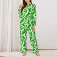 thumbnail image 2 of Yiaed Green Lizard Print Pajamas Women's Long Sleeve Sleepwear Soft Button Down Loungewear Pjs Lounge Set Nightwear Womens Pajama Pants-Large, 2 of 7