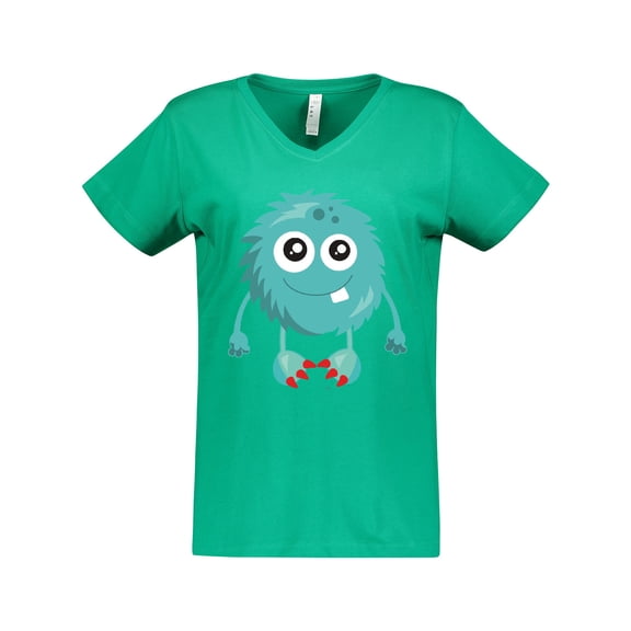 Inktastic Furry Monster, Blue Monster, Cute Monster, Silly Women's V-Neck T-Shirt