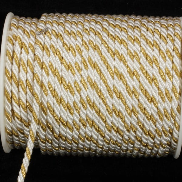 The Ribbon People Cream White and Gold Braided Cording Wired Craft