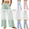 thumbnail image 3 of Tqcoqu Women's Striped Wide Leg High Waist Pants,Drawstring Elastic Loose Casual Beach Vacation Long Trouser with Pockets, 3 of 8
