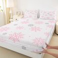 thumbnail image 3 of Homewish Cartoon Xmas Snowflake Full Size Sheets for Teens, Kawaii Princess Bed Sheets, Grey Pink Christmas Style Sheet Sets, Luxury Bedroom Decor, 4pcs, 3 of 7