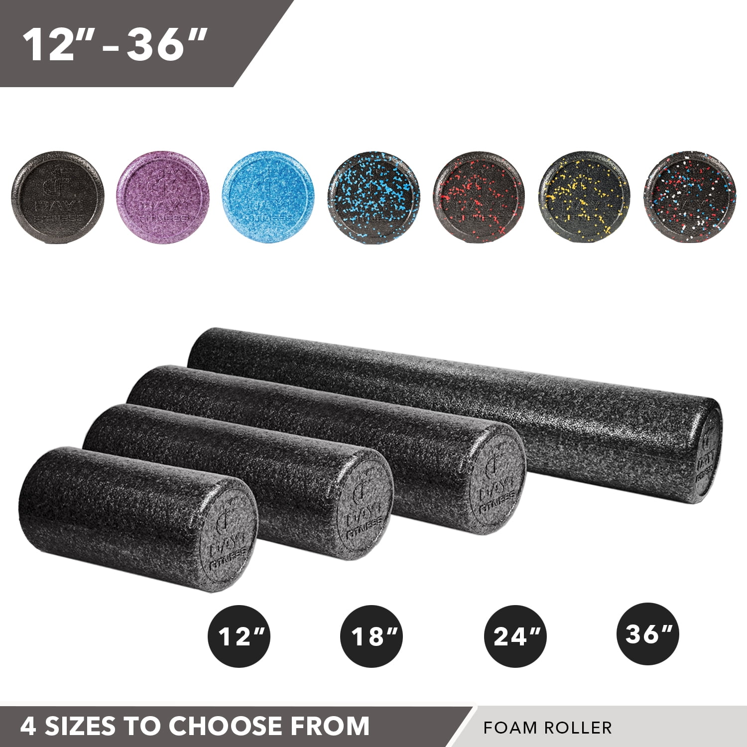 Day1Fitness High Density Muscle Foam Rollers – USA Speckled, 18 In.