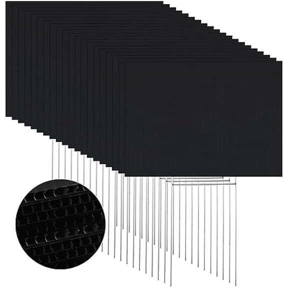20 Pack Blank Yard Signs with Stakes Bulk Corrugated Plastic Lawn Signs Double Size for Garage Sale Real Estate Open House Rent Guidepost Birthday Party Decorations(16 x 12 Inch,Black)