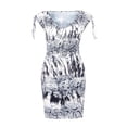 thumbnail image 1 of Vestido corto ajustado sin mangas con estampado blanco y negro, talla L, 1 of 9