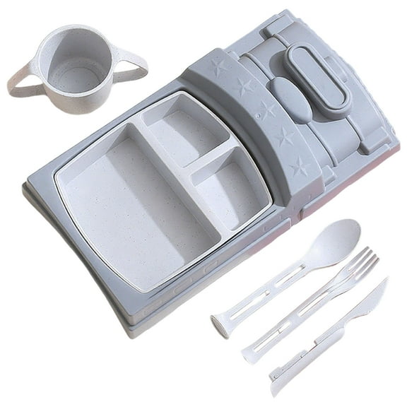 Car Shaped Tableware Set with Cutlery and Cup - Ideal for Kitchen and Dining Featuring Separate Plates for Kids' Dining Experience - Dinner Tray for Boys and Girls