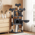 thumbnail image 4 of Yaheetech 68.9'' Large Cat Tree Tower Cat House with 2 Condos and Scratching Post, Dark Gray, 4 of 12