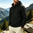 thumbnail image 2 of Winter Jacket for Men Windproof Long Sleeve Hooded Solid Color Outdoor Sport Rain Jacket Winter Warm Lightweight Mountaineering Cycling Work Coat, 2 of 6