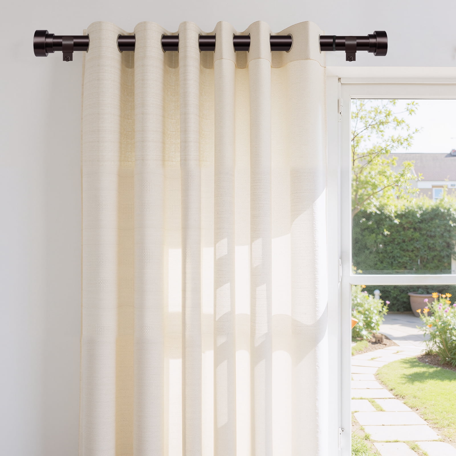 Meriville 1-Inch Side Curtain Rod Set with End Cap Finials, Adjustable 12-20 Inches, Set of 2, Oil-Rubbed Bronze
