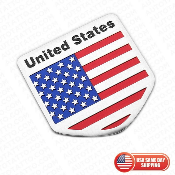 United States USA Crossed Flag Car Van 3D Sticker Decal Medal Emblem Decorate