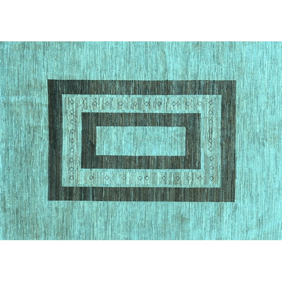 Ahgly Company Indoor Rectangle Abstract Light Blue Contemporary Area Rugs, 2' x 5'