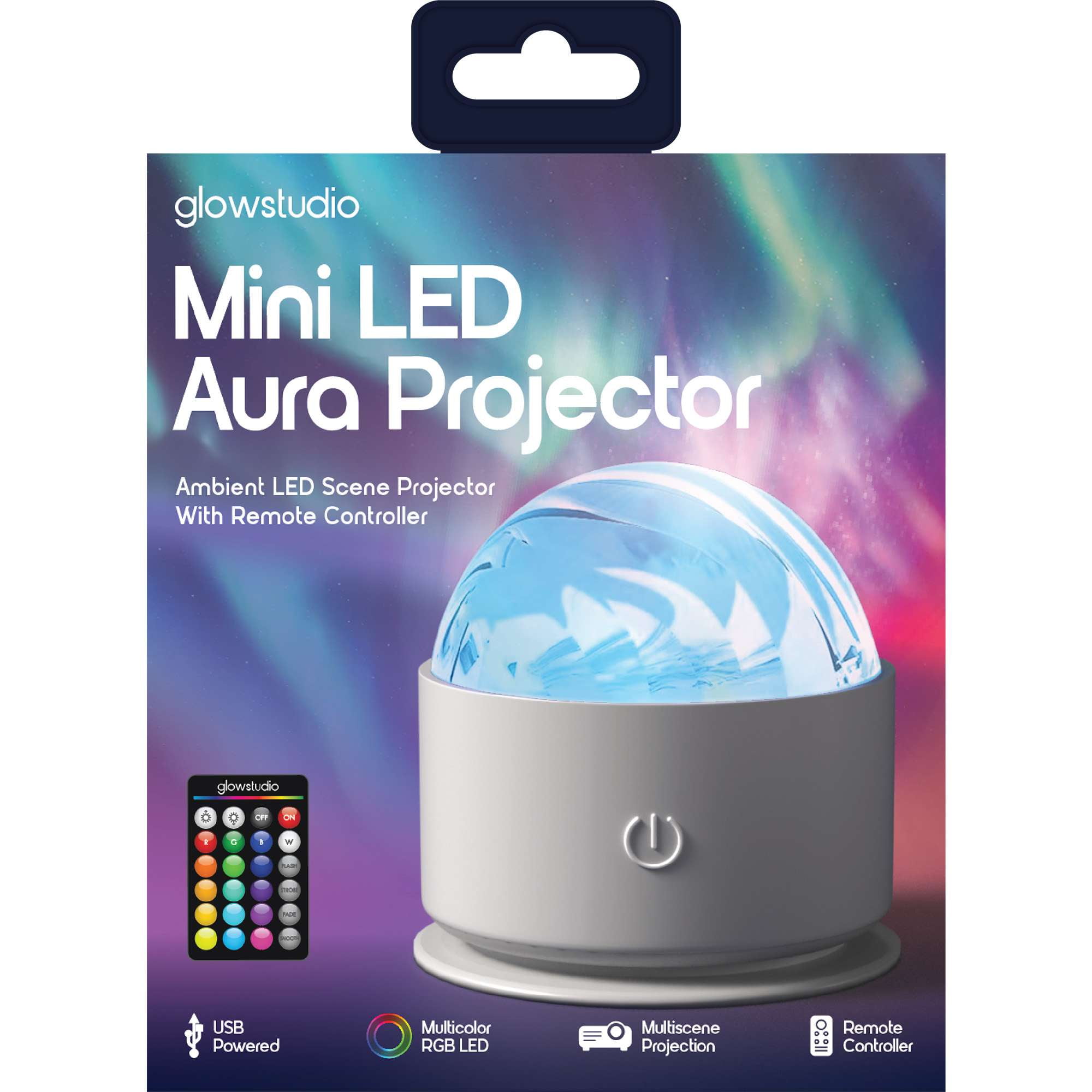 GlowStudio, Mini LED AURA Light, 16 RGB Colors, Remote Included