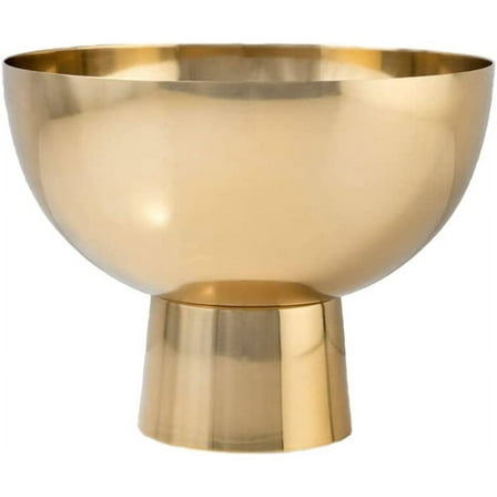 Large Decorative Gold Pedestal Bowl: Elegant Metal Compote Bowl for Home Décor, Weddings, Parties, 7" Diameter, 5.5" Tall