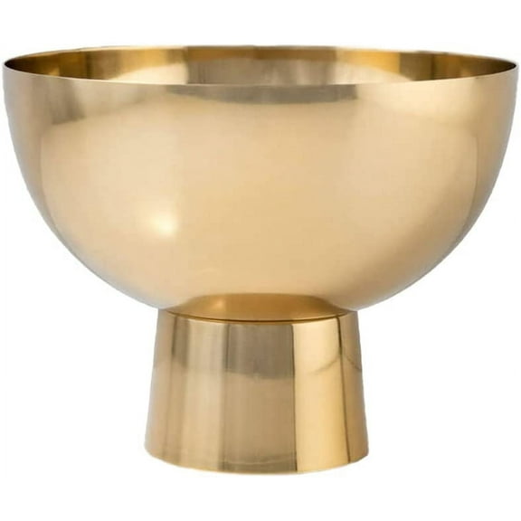 Large Decorative Gold Pedestal Bowl: Elegant Metal Compote Bowl for Home Décor, Weddings, Parties, 7" Diameter, 5.5" Tall