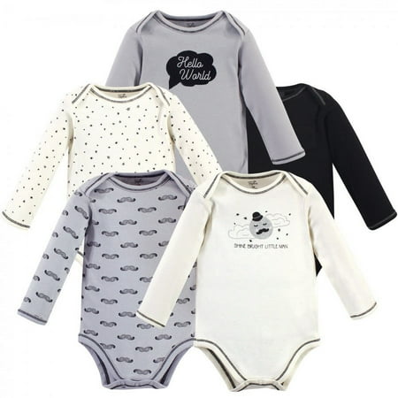 UPC: 0660168689938 | Touched by Nature Baby Boy Organic Cotton Long-Sleeve Bodysuits 5pk  Mr. Moon  9-12 Months