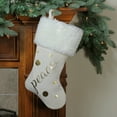 thumbnail image 2 of Northlight 19" Ivory White Gold Foil "Peace" Christmas Stocking with White Faux Fur Cuff, 2 of 2