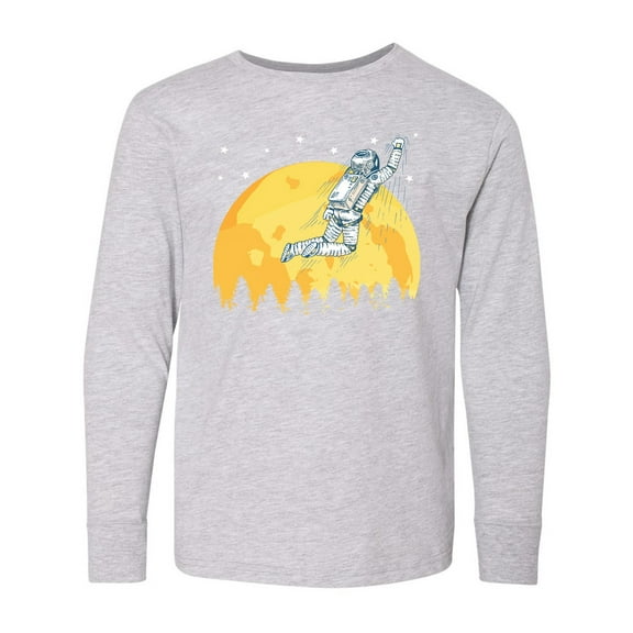 Inktastic Space Outerspace Moon and Astronaut Long Sleeve Youth T-Shirt