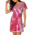 thumbnail image 2 of Honeii Pink Balloon Puppy Art Print Women's Loose Short Sleeve Nightgown, Soft Cotton Sleepwear, Comfy Loose Fit Pajama Dress for Sleep and Lounge, 2 of 6