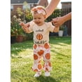 thumbnail image 6 of BemeyourBBs Newborn Baby Girls Basketball Outfit Summer Clothes Short Sleeve Embroidery Romper with Basketball Print Bell Bottom Flare Pants and Headband, 6 of 9