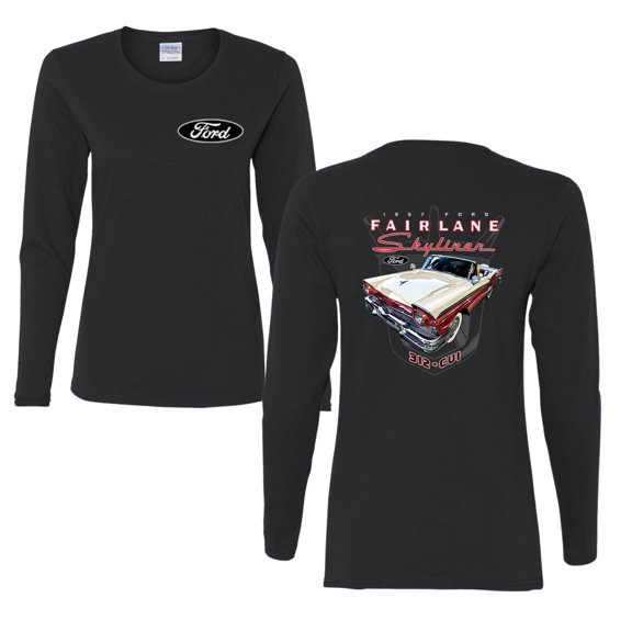 Wild Bobby 1957 Ford Fairlane Skyliner 312 Convertible Classic Vintage Car Lover Women Graphic Long Sleeve Tee