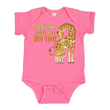 

Inktastic My Brother Loves Me Big Time Cute Giraffe Family Gift Baby Boy or Baby Girl Bodysuit