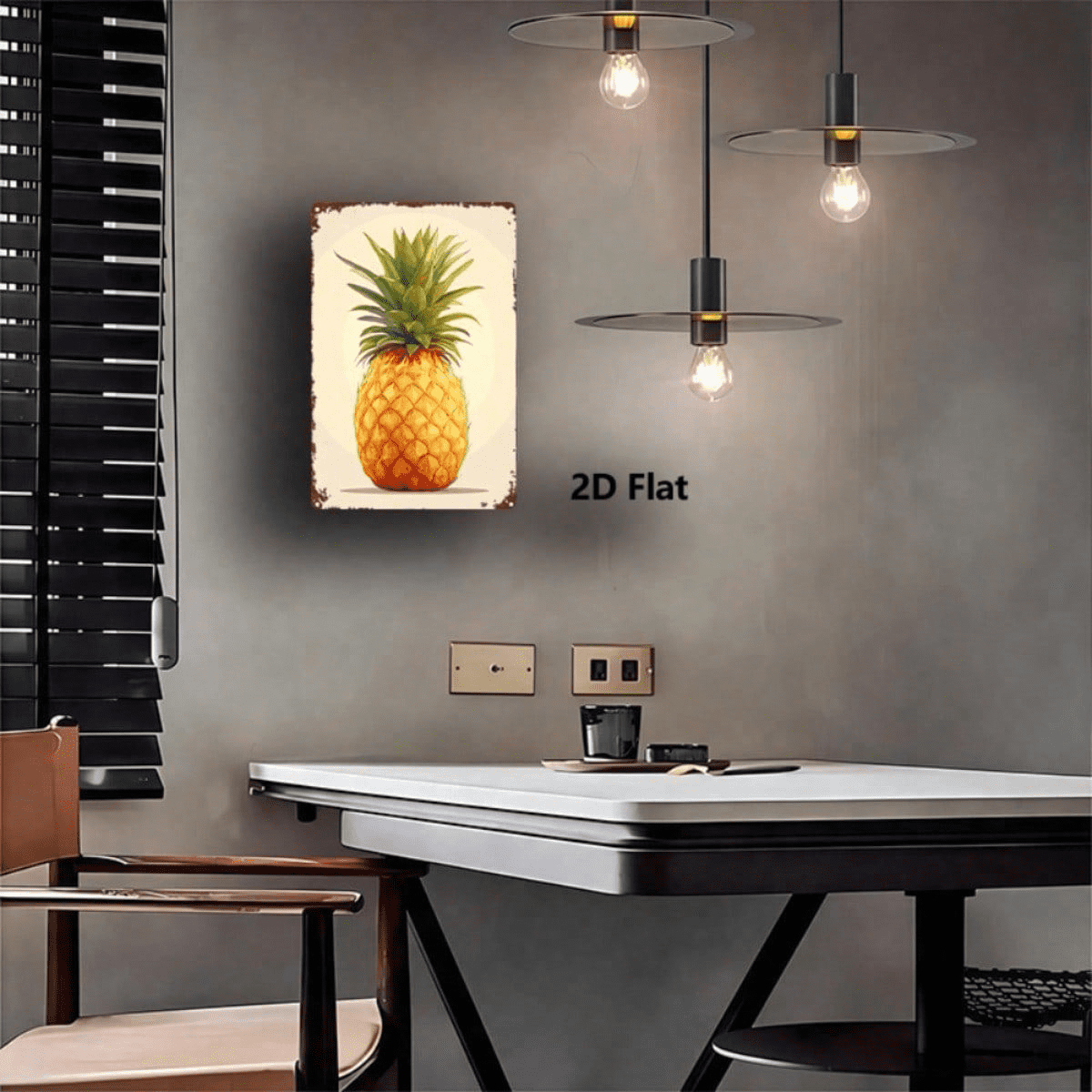 Stylized Pineapple Metal Sign 8x12 Inch Rustic Iron" Wall Art, Vintage 2D Flat Home Bar Decor, Flat Home Bar Decor, Waterproof & Rustproof