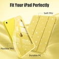 thumbnail image 3 of Getino Compatible with iPad (A16) 11th Generation 11 Inch (2025), iPad 10th Generation 10.9 Inch (2022) with Pencil Holder, Glittering Sparkly Slim Protective Case with Clear Back, Yellow, 3 of 9