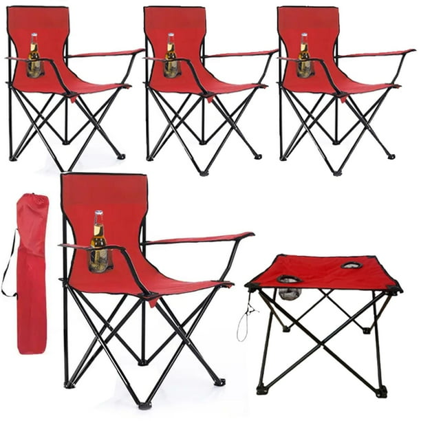 4 Sillas Playera Plegable CJR CON Mesa rojo