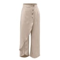 thumbnail image 4 of QURATI Women's Jeans Denim Pants Retro Jeans Irregular Splicing Jeans Flare Jeans Streetwear Womens Bottoms Beige L, 4 of 4
