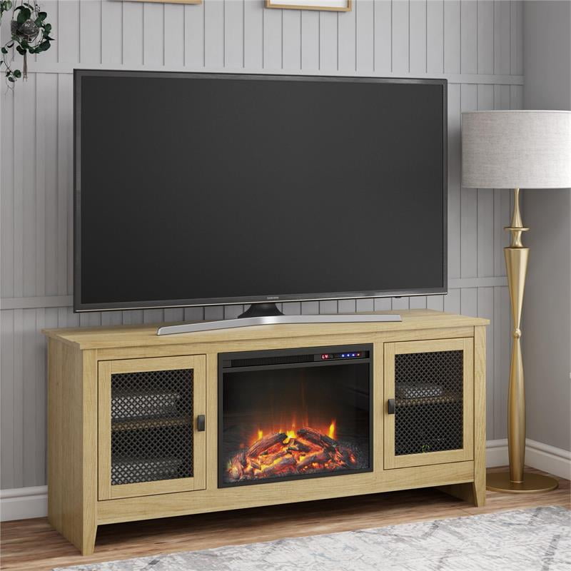 Beaumont Lane Electric Fireplace Heater TV Stand Console with Mesh