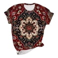 thumbnail image 6 of Giftesty Blouses for Women Dressy Casual Women's Round Neck Short Sleeved Retro Pattern Printing T-shirt Top Short Sleeved Round Neck Top/shirt, 6 of 7