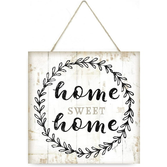 Home Sweet Home Wreath Wooden Plank Sign 7.5x7.5