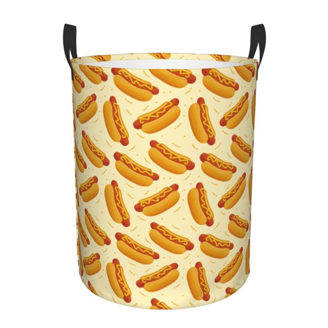 Fotbe Hot Dog 3 Cesto de Ropa con Asas, Cesto Impermeable de Gran Capacidad, Bolsa de Lavado para Dormitorio, Cesto de Ropa con Ruedas y Asas-Medium