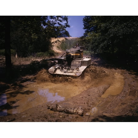 M3 Stuart Light Tank - LAMINATED POSTER An M3 Stuart light tank going through water obstacle, Ft Knox, Ky. Poster Print 24 x 36