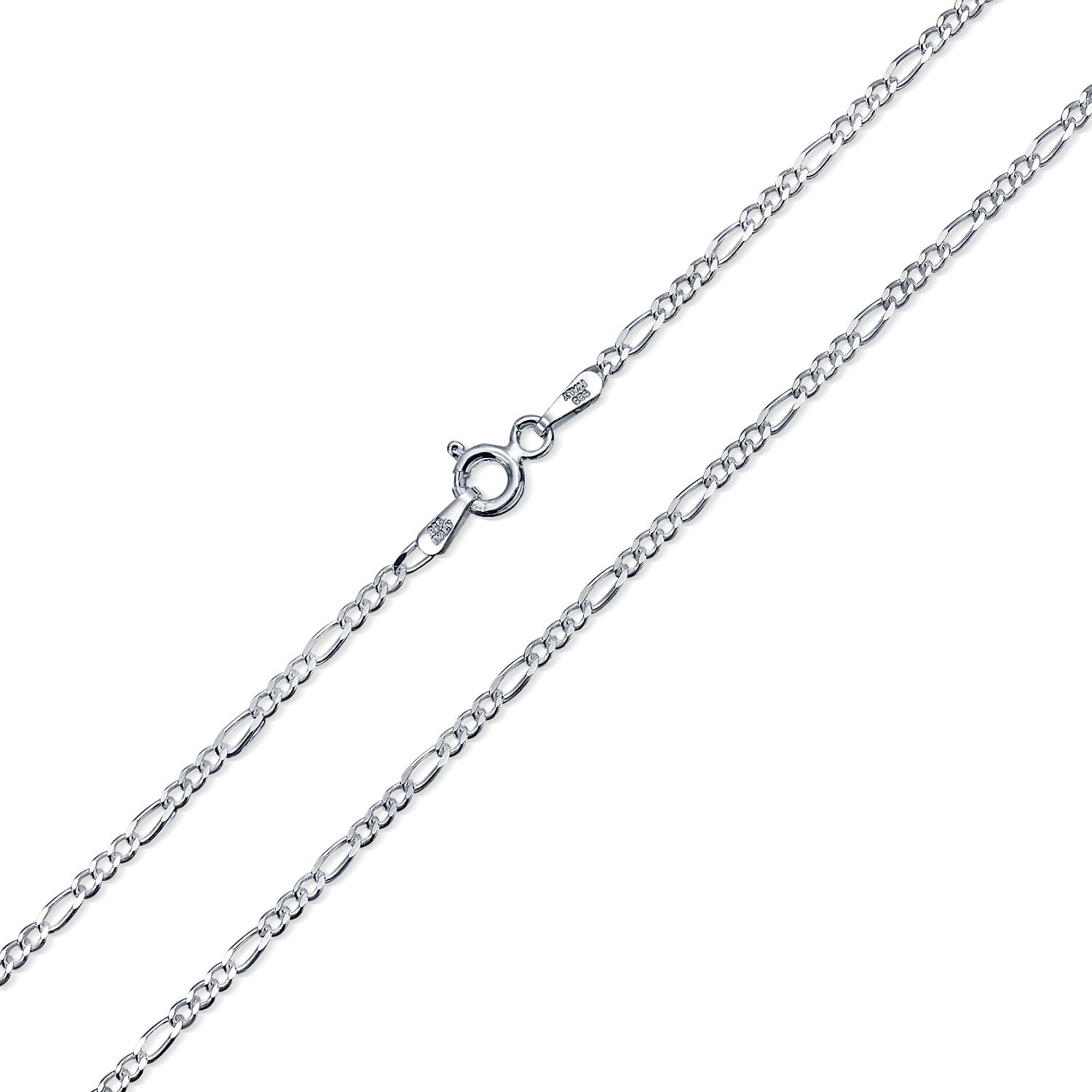 Thin 50 Gauge 1.5 MM 925 Sterling Silver Figaro Chain Necklace