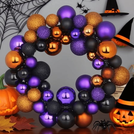 StarQualityBargain 14'' DIY Halloween Ball Wreath Garland Decoration for Door Window Wall Halloween Theme Party Events Gifts