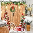 thumbnail image 5 of Christmas Shower Curtain, Farmhouse Rustic Barn Door Wooden Gingerbread House Xmas Tree Winter New Year Holiday Bathroom Curtain Waterproof Fabric Machine Washable with Hooks, 36" Wx72 L, 5 of 6