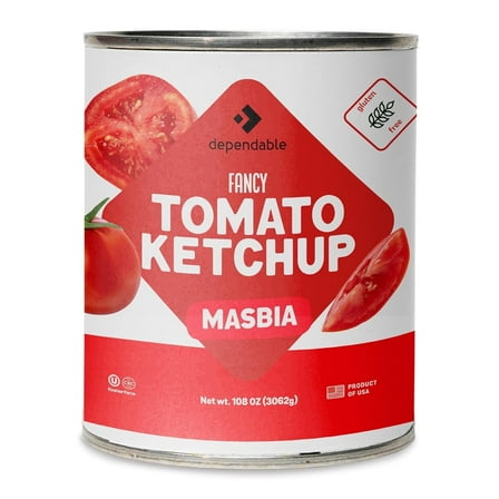 Dependable Food Tomato Ketchup, Kosher, Gluten Free, & Vegan Canned Tomato Ketchup, 7-lb Bulk Can