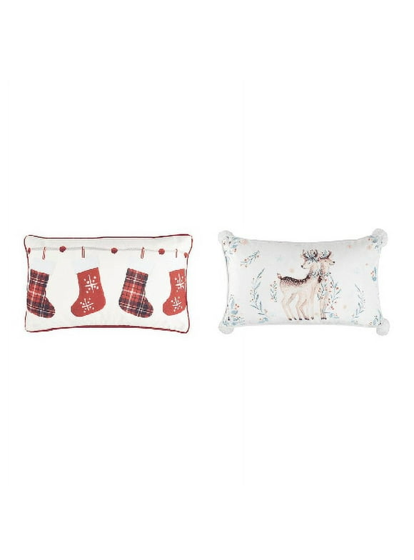 $42 Safavieh Christmas Reindeer and Christmas Stockings Holiday Pillows Set