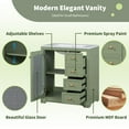 thumbnail image 4 of Euroco 30-Inch Bathroom Vanity with Ceramic Basin, Soft-Close Drawers and Doors, Modern MDF Cabinet with Gold Metal Handles and Patterned Glass Doors, 4 of 9