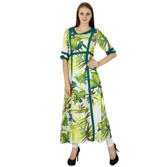 Indian Floral Print Bollywood Kurta Women Ethnic Kurti Rayon Top Tunic Dress
