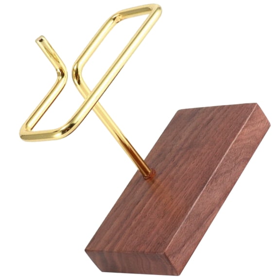 Yardwe Coffee Filter Holder Stand with Wood and Brass Accents for Kitchen Countertop, Cafe, Office, and Coffee Bar Storage